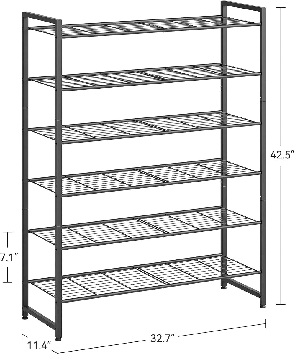Nunsino Shoe Rack, Metal Shoe Organizer, 6 Tier Garage Shoe Rack Max Holds 30...