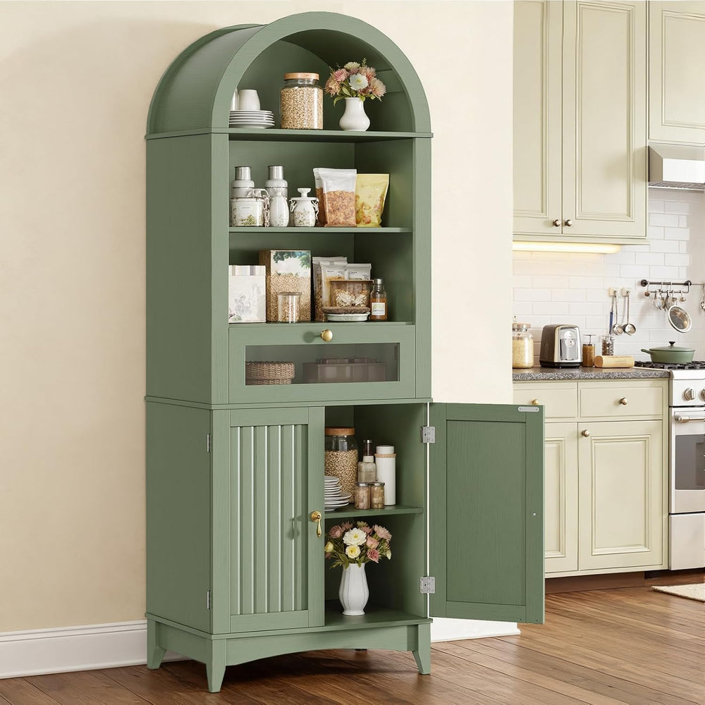 66" Tall Bathroom Storage Cabinet with Flip Drawer, Freestanding Storage...