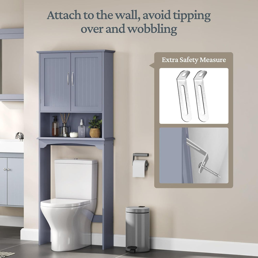 Yaheetech Over the Toilet Storage Cabinet, Bathroom Organizer, Gray, 25″W