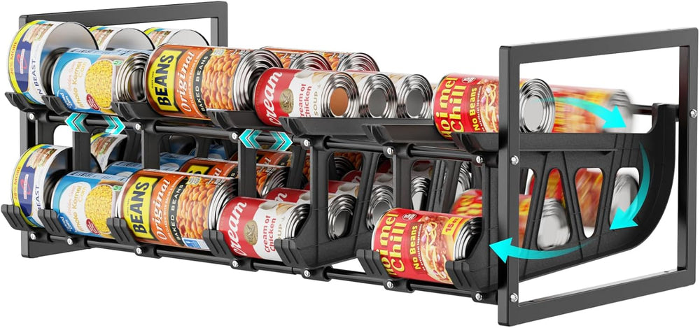 iSPECLE Can Organizer for Pantry - Auto-Rolling, Expands to Hold 60 Cans