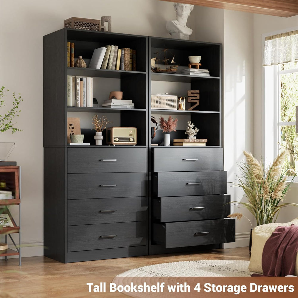 Aheaplus Closet Drawers System, 21.3" Wood Closet Organizer System, Black