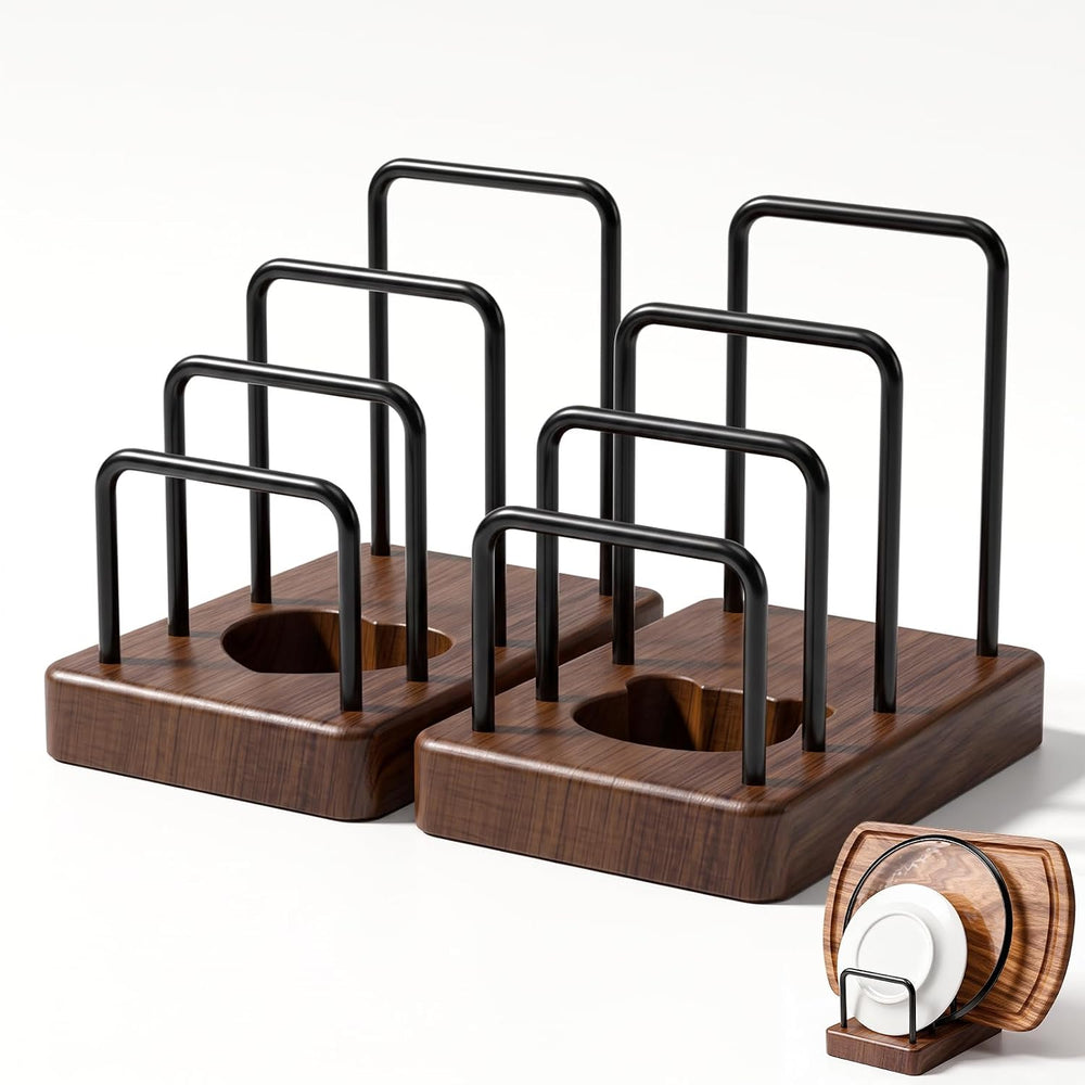 ENLOY 2 Pack Cutting Board Holder with Walnut Cute Bear and Heart Base