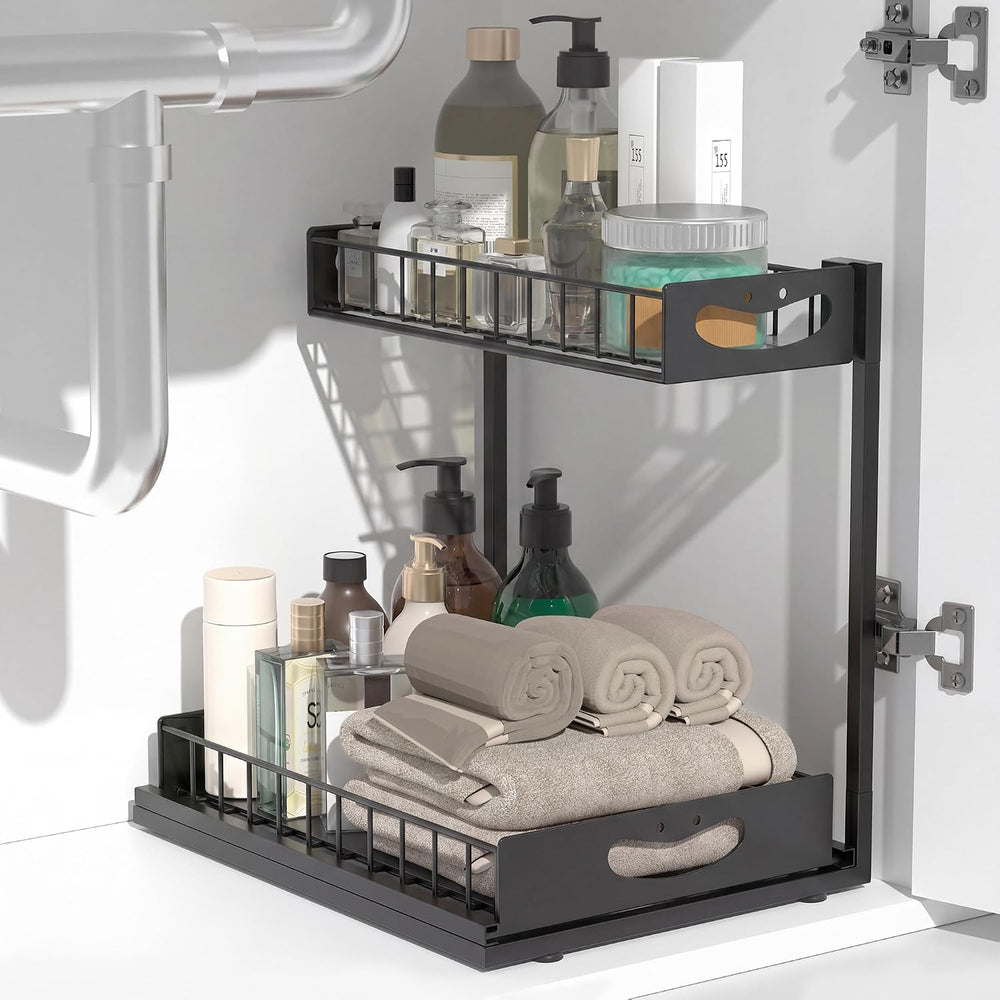 Under Sink Organizer with Pull-Out Drawers,Kitchen Sink Organizer,2 Tier Bath...