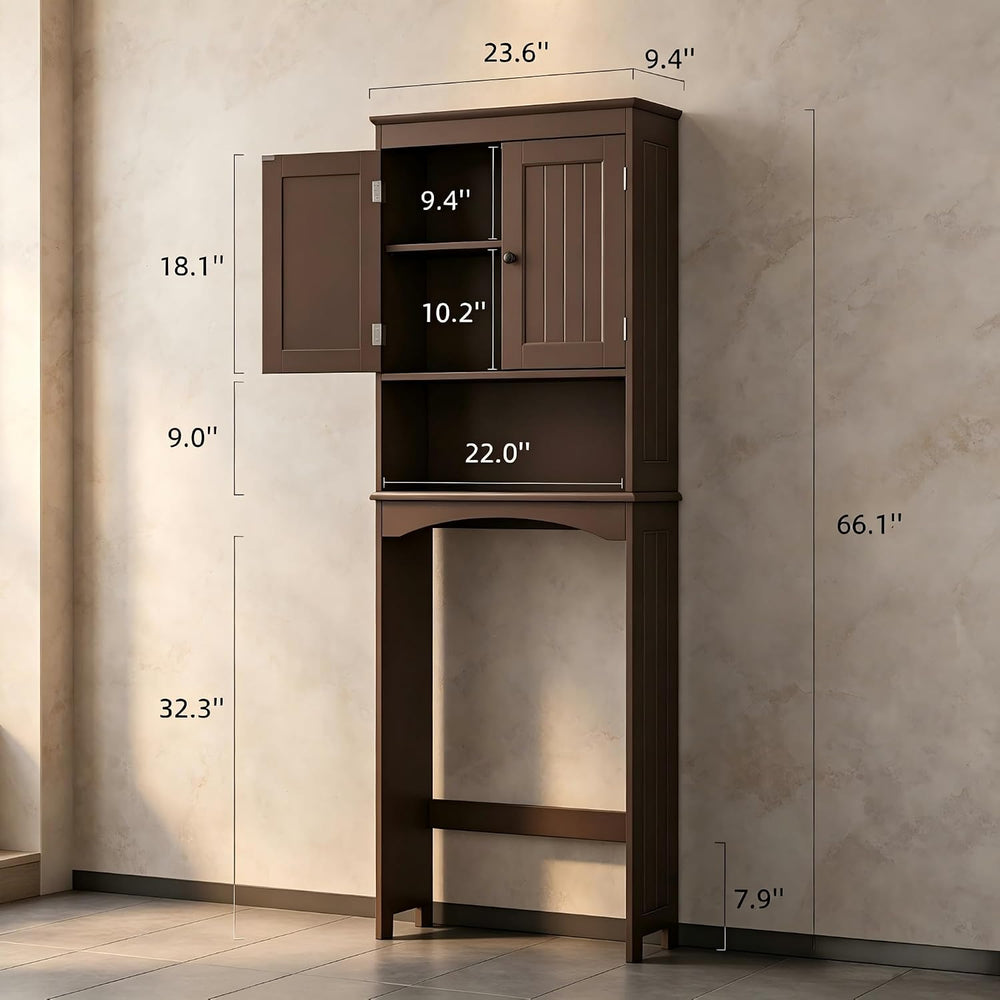 Bealife Over The Toilet Storage Cabinet with Open Shelf - Espresso