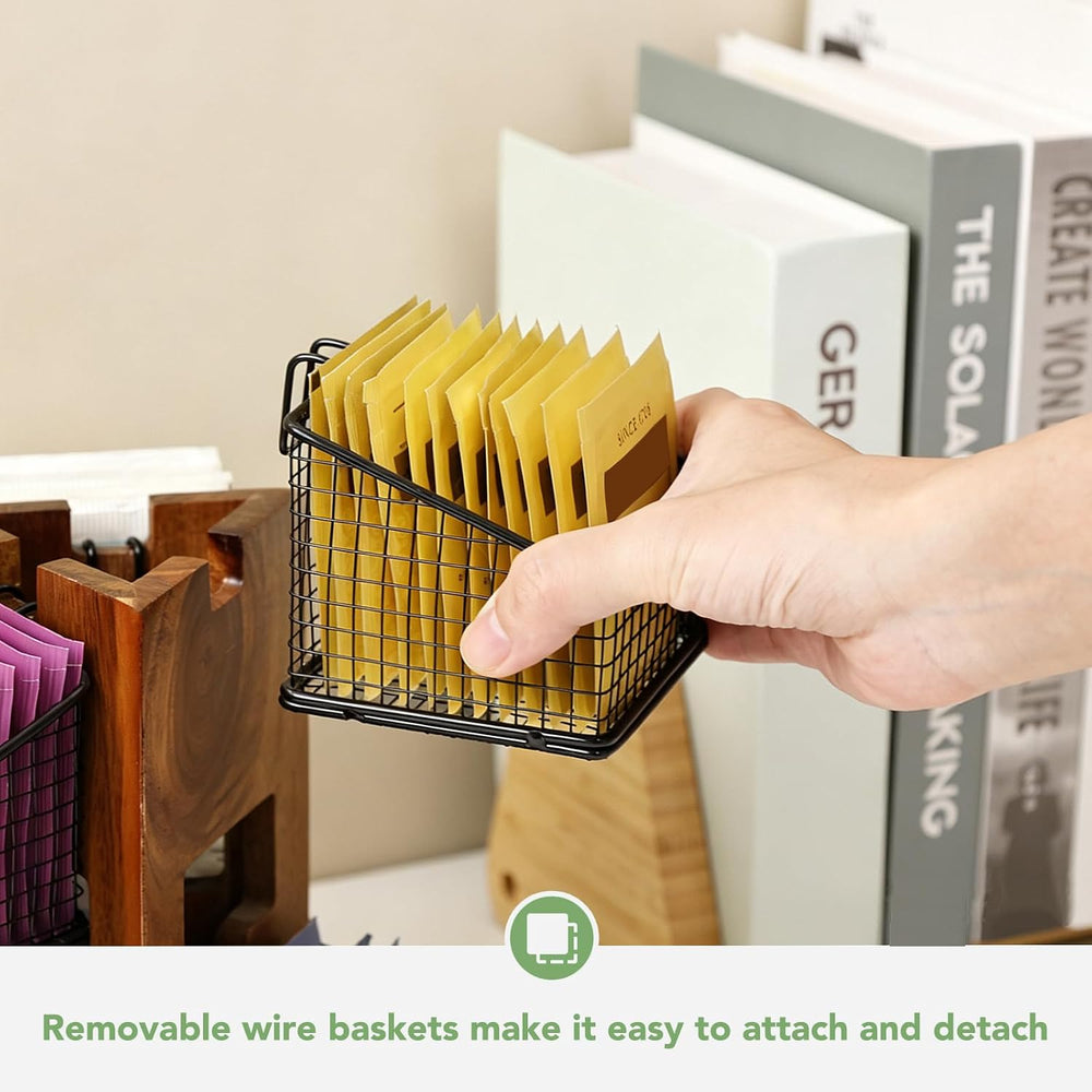 HTB Carousel Tea Bag Organizer for Counter with 6 Removable Tea Baskets