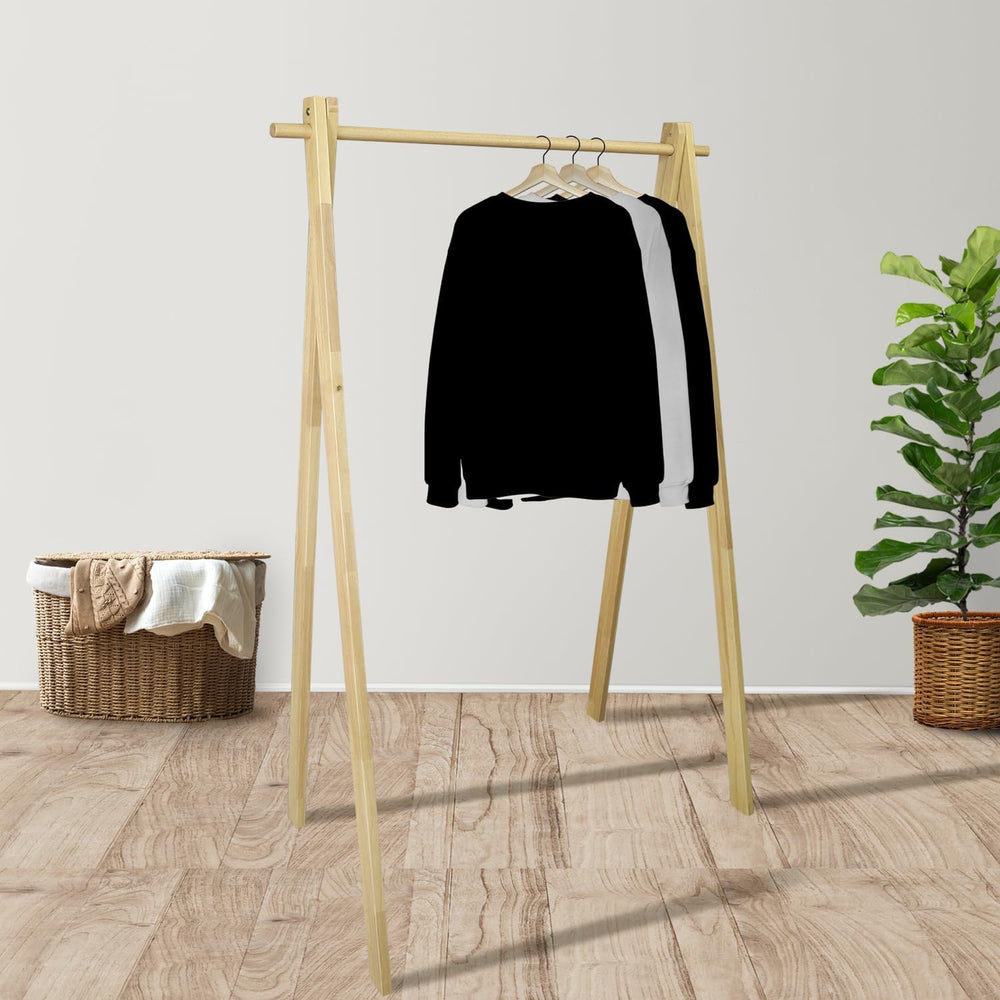 Solid Wood No Tool Assembly Collapsible Aesthetic Clothing Garment Rack