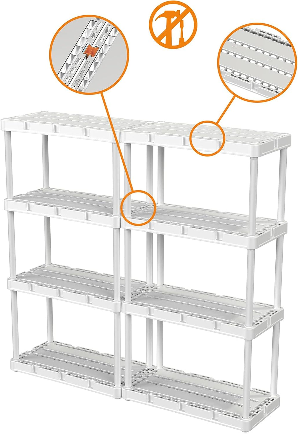 Gracious Living 2 Pack Light Duty Storage Shelves, Knect-A-Shelf 4-Shelf Vent...