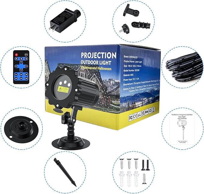 Christmas Projector Lights Outdoor, Garden Light Projector with Timer, Firefl...