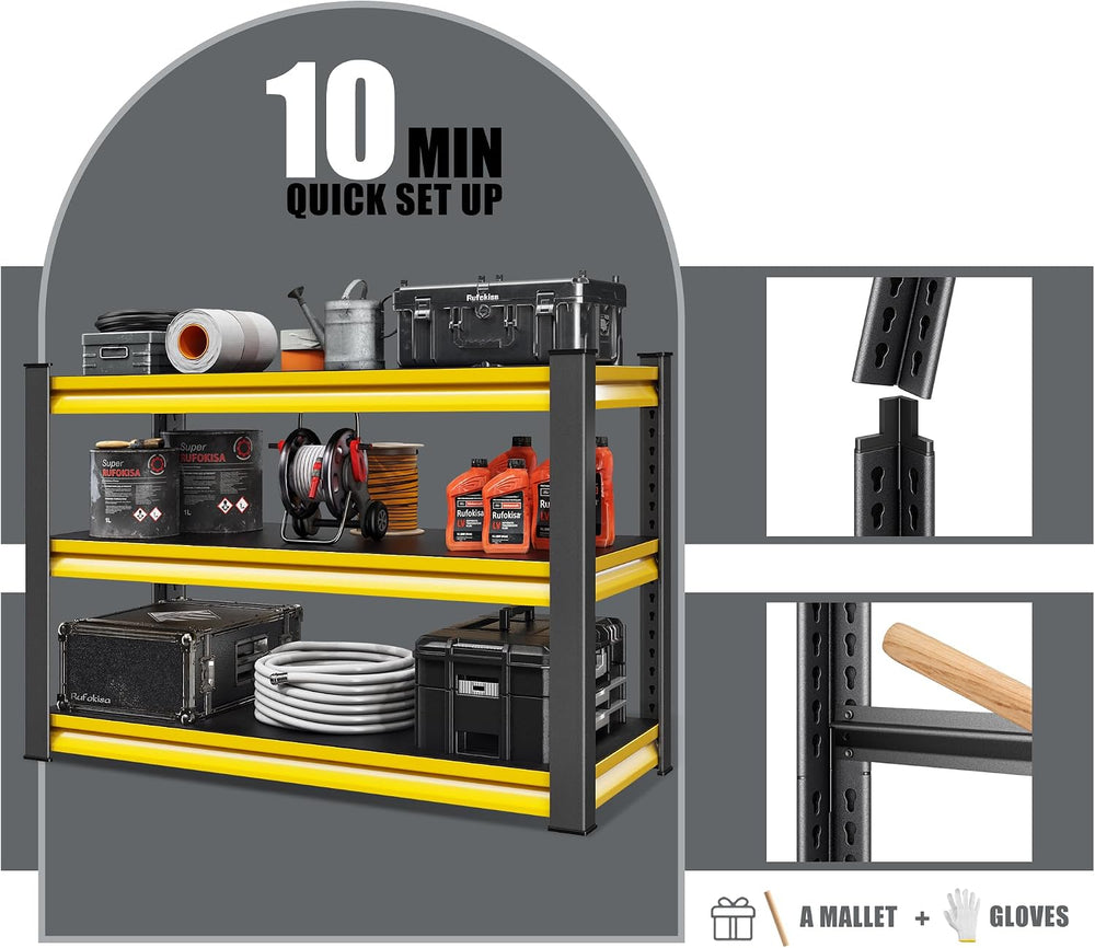 48" W Garage Shelving Heavy Duty, 1650LBS Loads Adjustable Garage Storag...