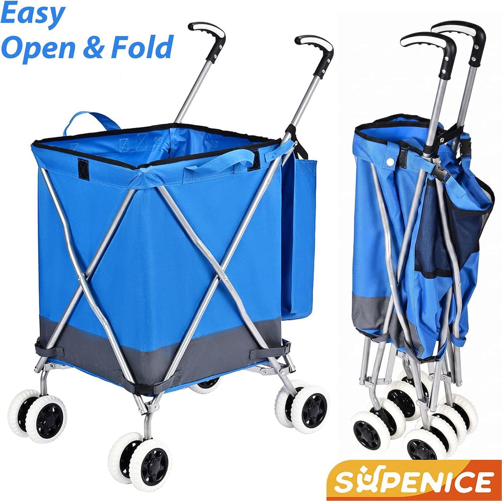 Folding Shopping Cart for Groceries Utility Cart with Cover