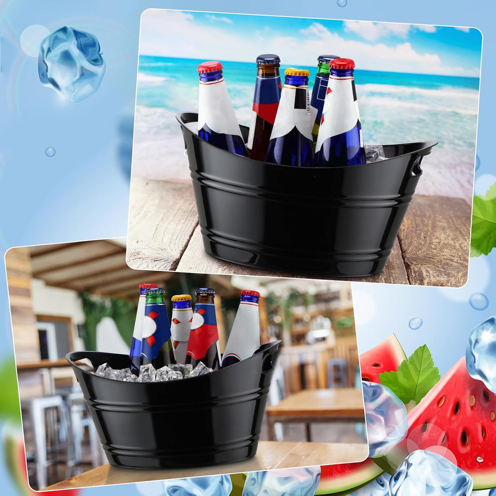 Patelai 6 Pcs Plastic Ice Buckets with Handles,4.5 Liter,Black