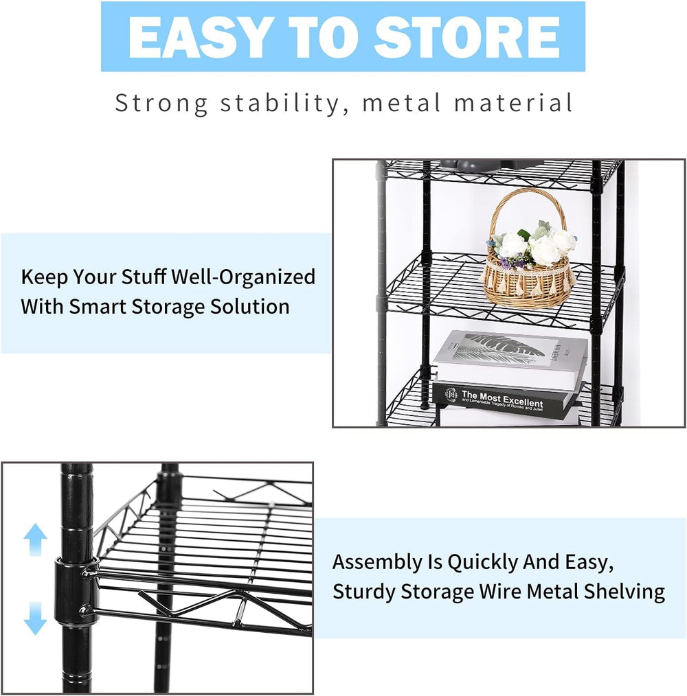 SUNLPH 5-Tier Wire Shelving Adjustable Shelves Unit Metal Storage Rack for La...