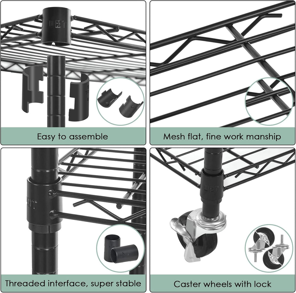 WDT 4-Tier Storage Shelves, Heavy Duty Metal Shelves Wire Rack Shelving Unit,...
