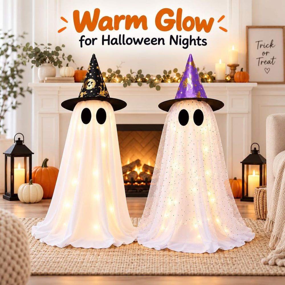 2 Pack Halloween Ghost Decorations, 21.7 Inch Light Up Ghost Indoor Decor wit...