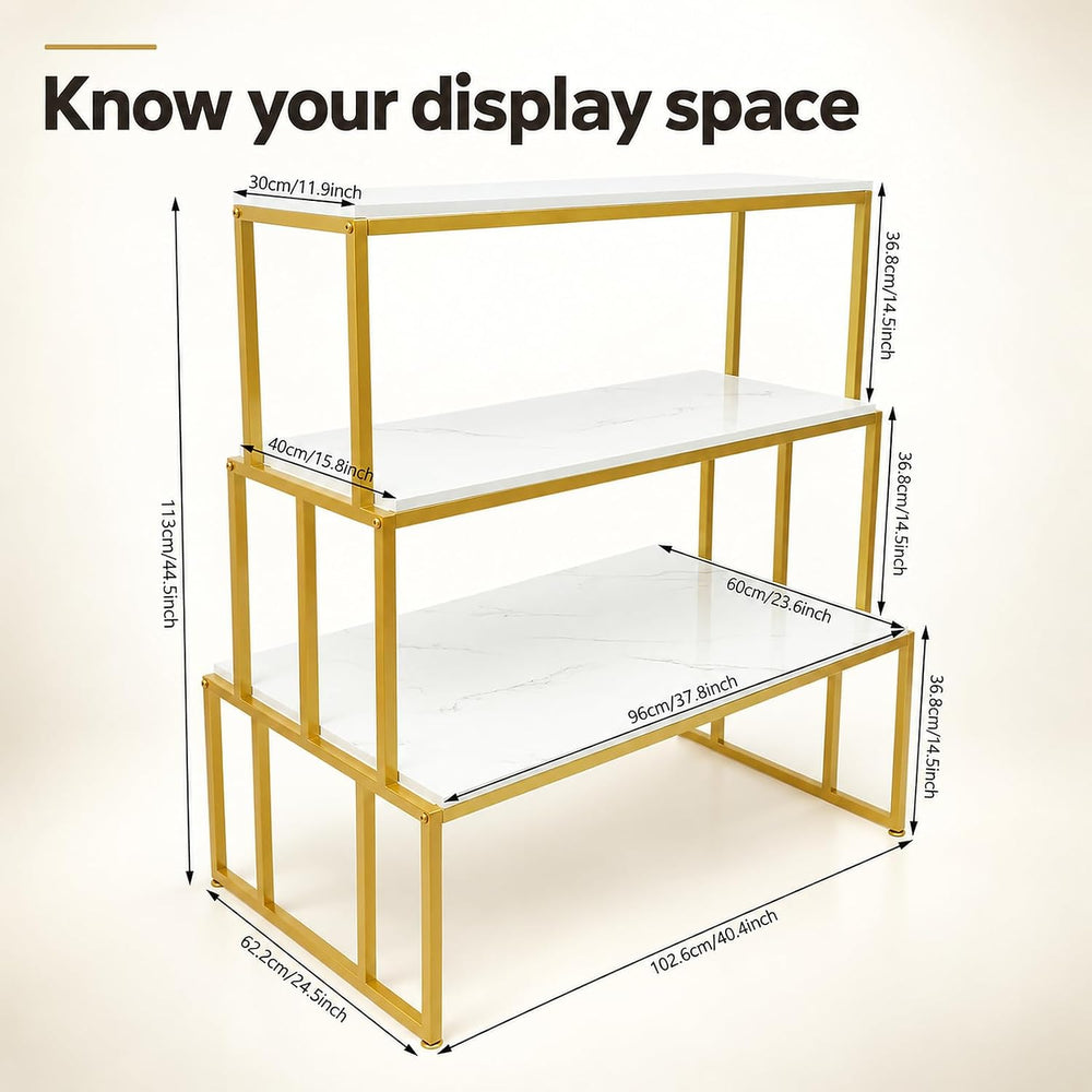 3 Tier Retail Display Table, Metal Shoe Handbag Boutique Stand