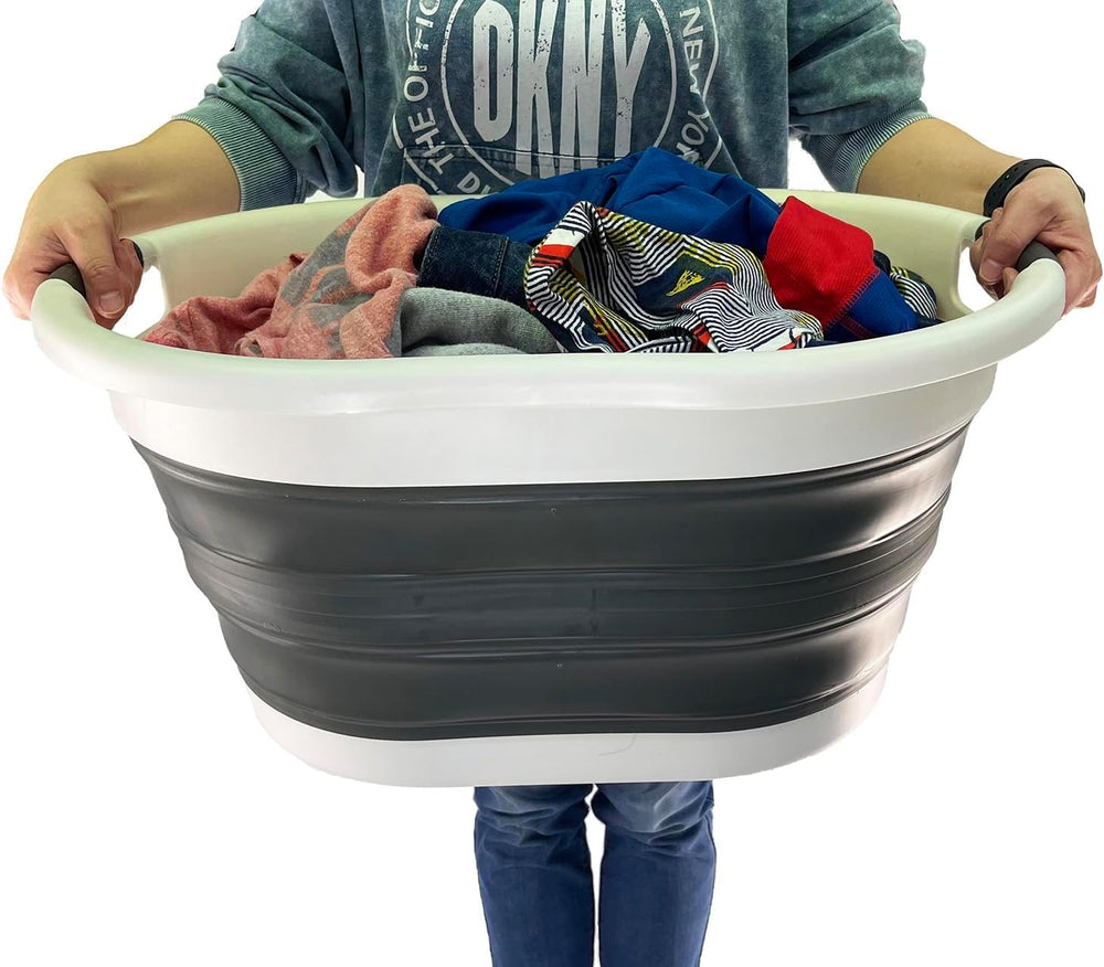 SAMMART 36L (9.5Gallons) Collapsible Plastic Laundry Basket - Oval Tub/Basket...