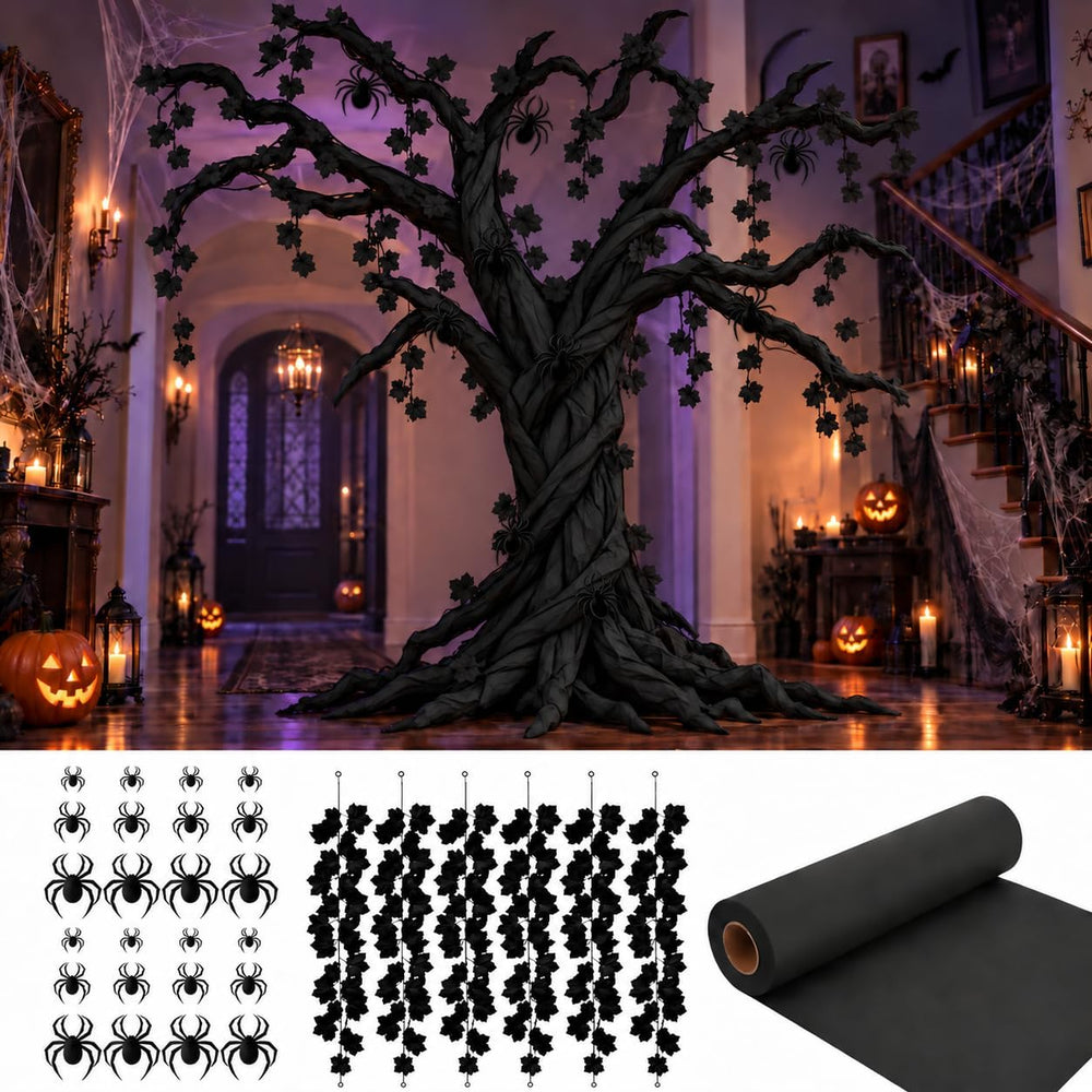 32 Pcs Halloween DIY Black Maple Tree Set, Large Halloween Tree Decoration