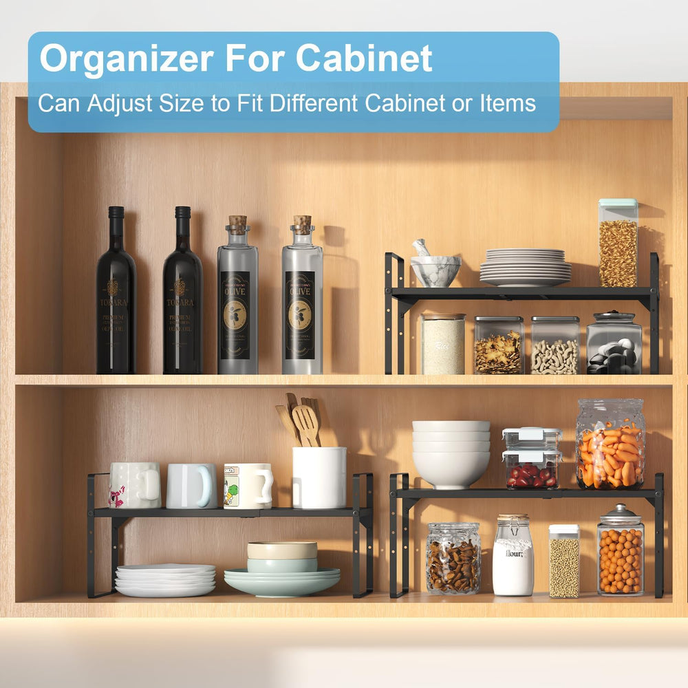 15.5 to 25.5 Inch Kitchen Cabinet Shelf Organizers, Adjustable Kitchen Counte...