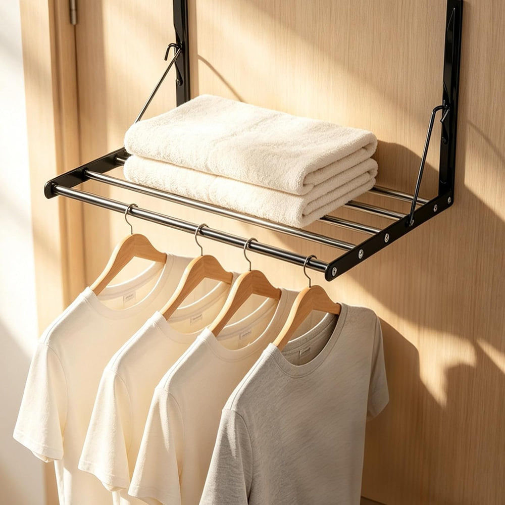 Over Door Clothes Drying Rack 13-23“ Adjustable Foldable Space Saving Black