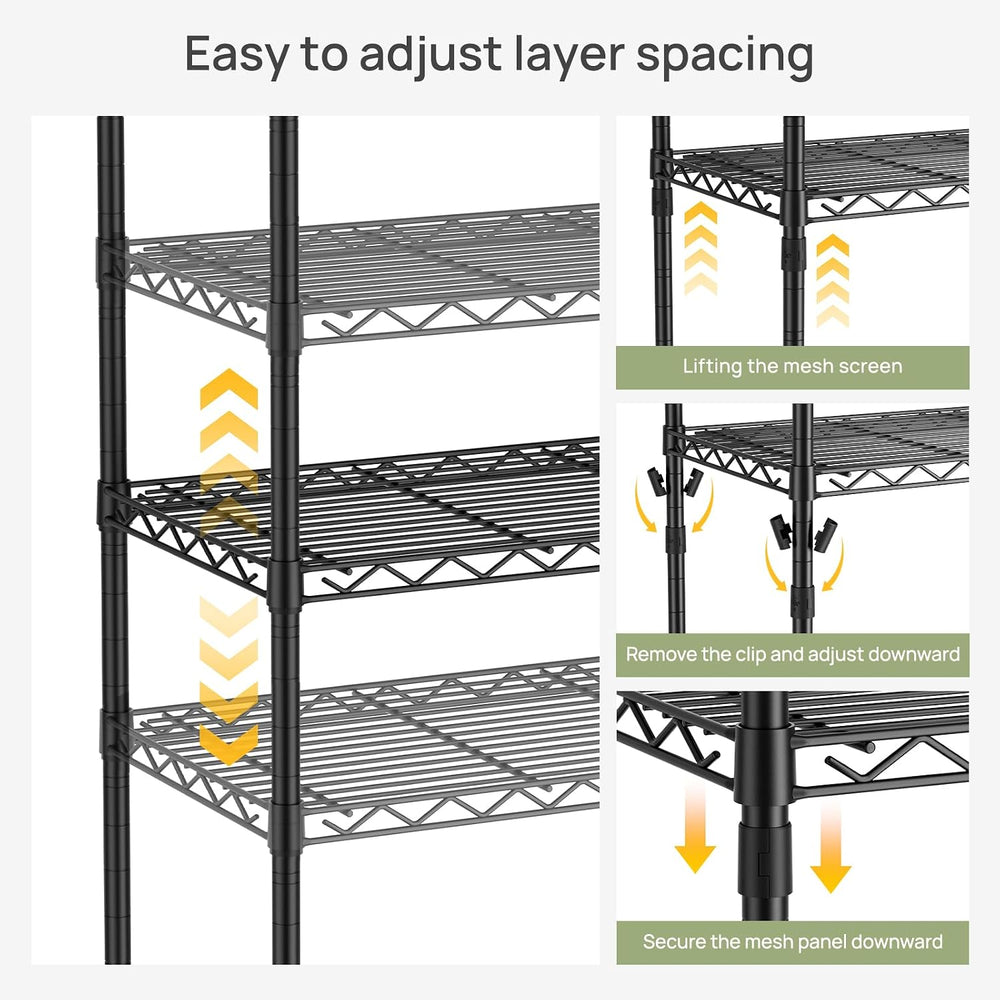 6Tier Adjustable Storage Shelves Metal Wire Shelving Standing Shelf