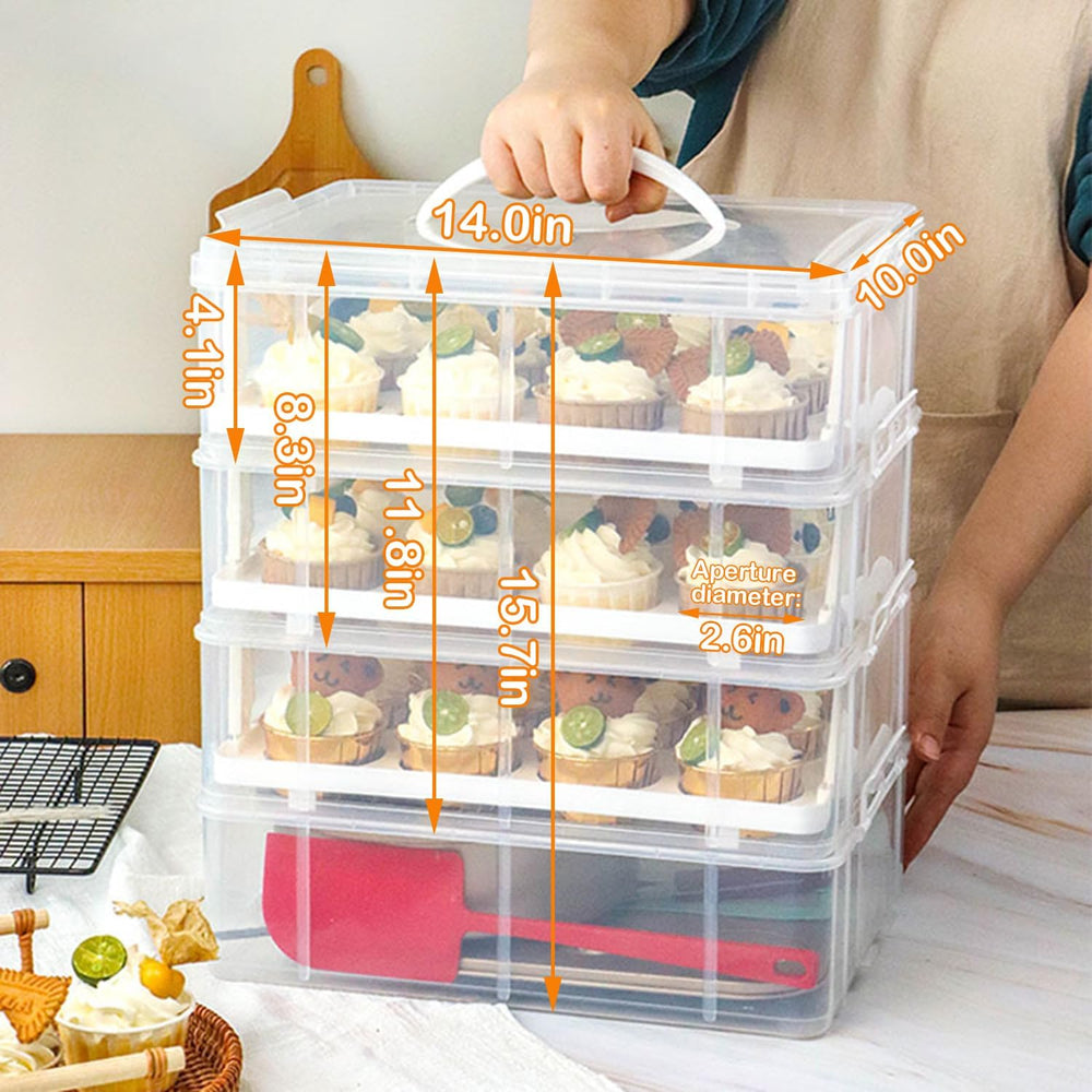 Cupcake Carrier Stackable Storage Container Collapsible Cake Carrier with Lid...