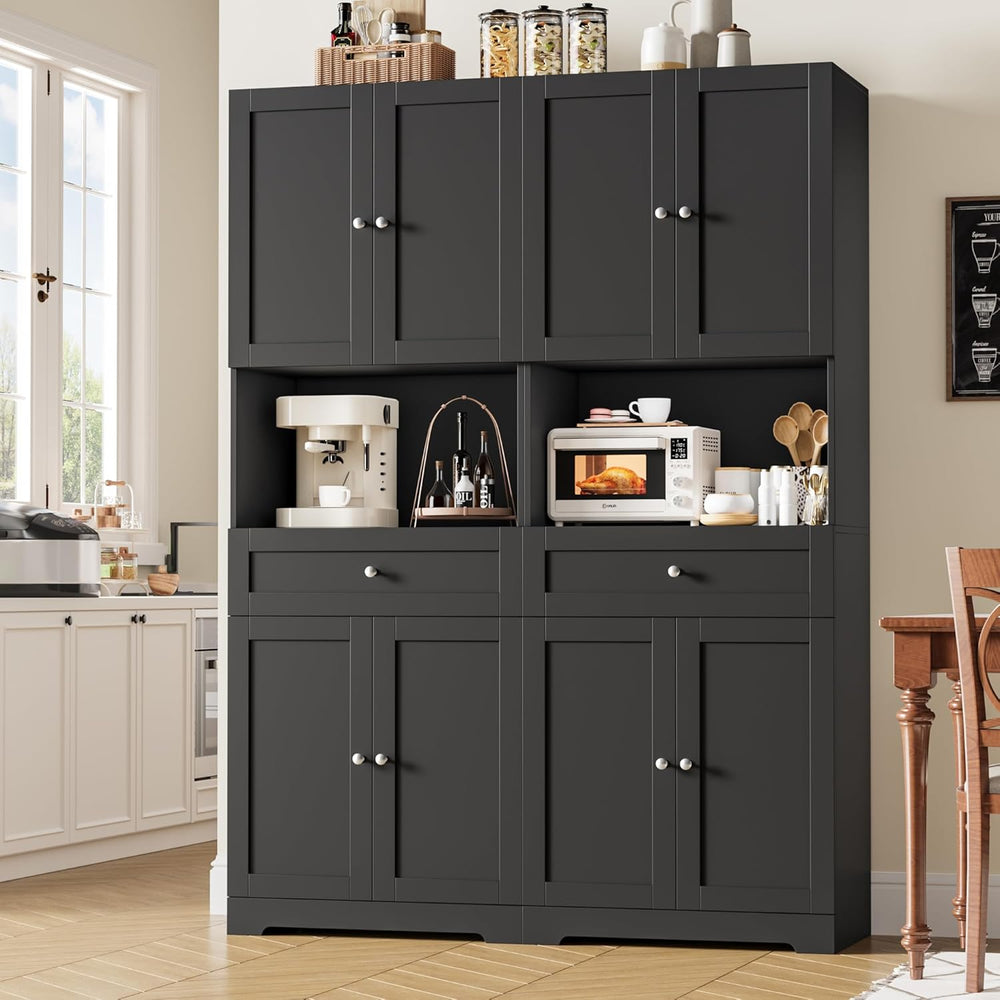 HIFIT Tall Bathroom Storage Cabinet with Drawer, Modern Linen Cabinet,Black
