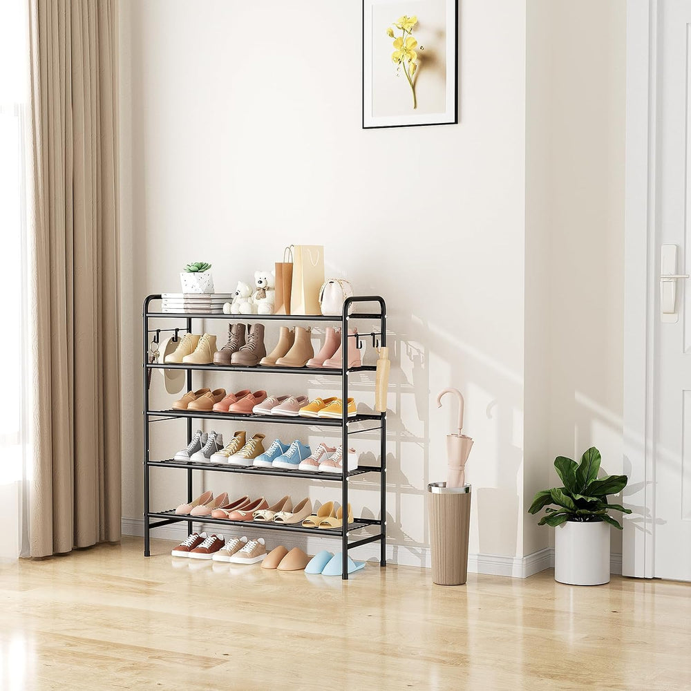 VILICK 5 Tier Shoe Rack 33" Wide Metal Shoe Organizer Long Shoe Storage ...