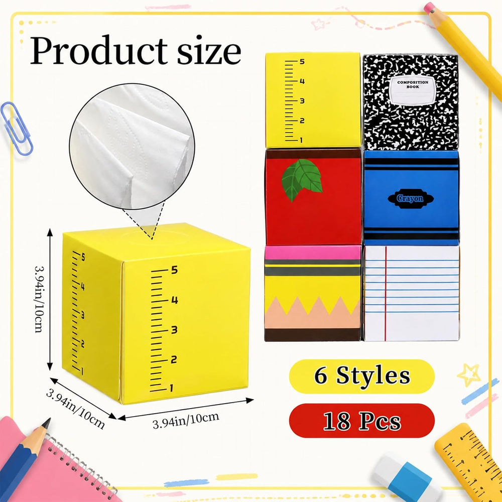 Tinlade 18 Pack Back to School Facial Tissue Cube Boxes with Tissues 900 Shee...
