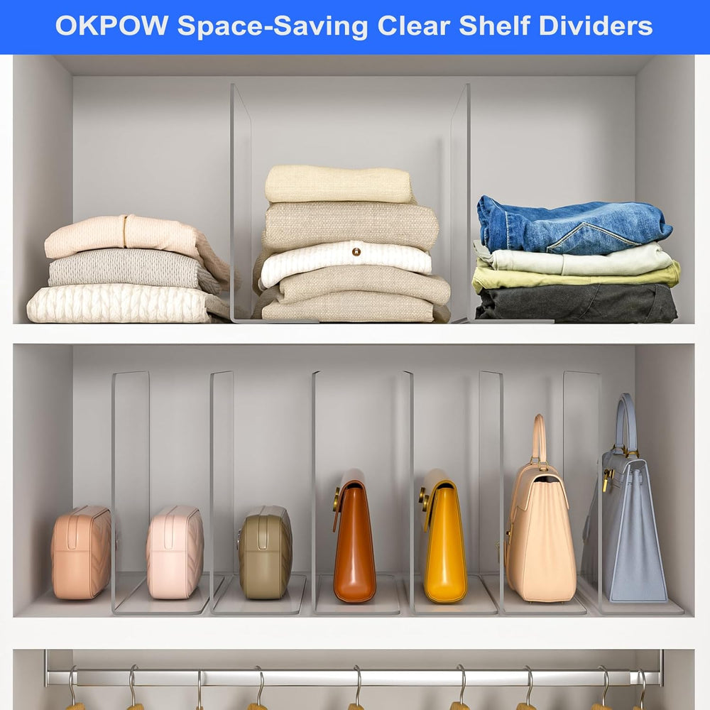 OKPOW Shelf Dividers Closet Organizer - 12" Tall X 11.8" Deep Acryl...
