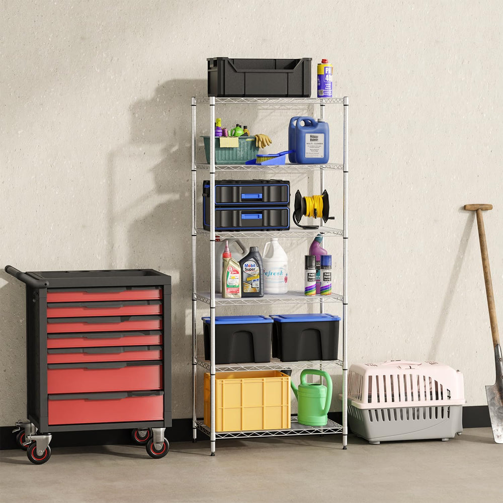 FDW | 6-Tier Wire Shelf | 23" x 13" x 59" | Chrome