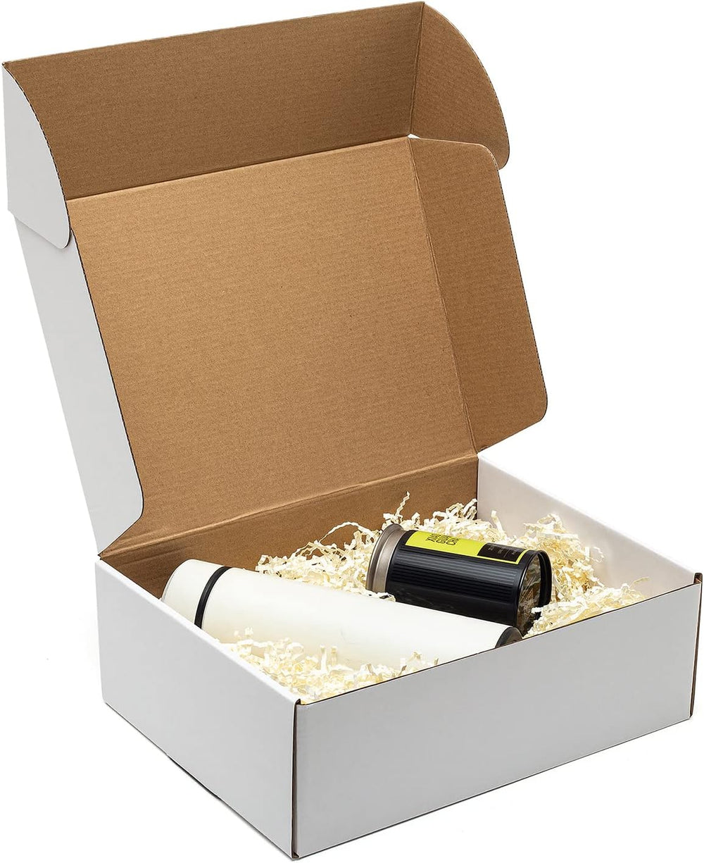 Timirog White Shipping Boxes 12x9x4" 20 Pack- Corrugated Cardboard Maili...