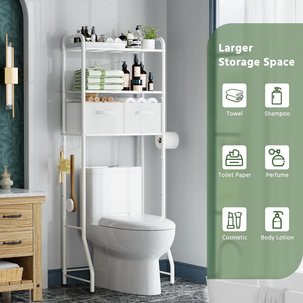 Simple Trending Over The Toilet Storage Rack with Drawers, Metal 3 Tier Bathr...