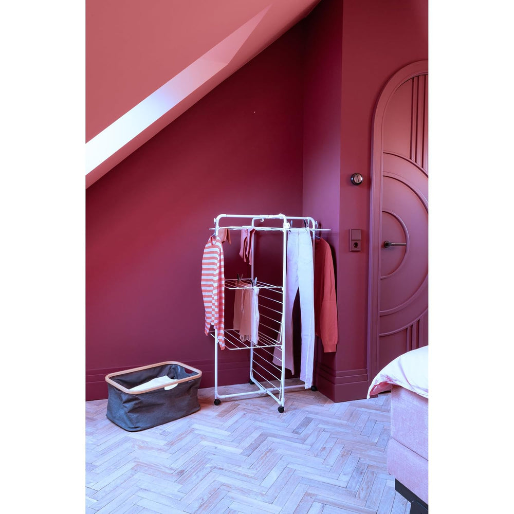 Brabantia HangOn Tower Clothes Drying Rack with Wheels | 76ft (23m) | White |...