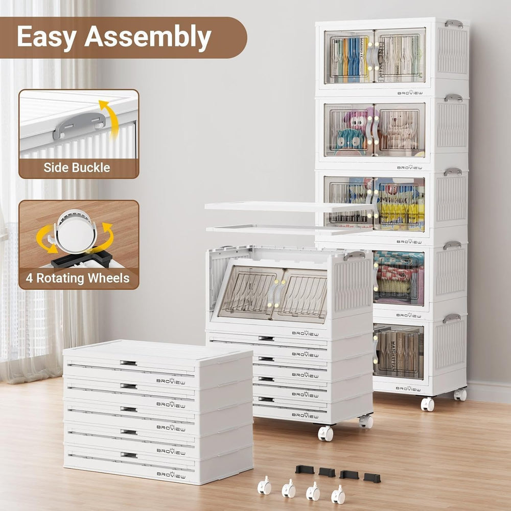 BROVIEW 180Qt Stackable Storage Bins with Lid, Extra Large Closet Organizer C...