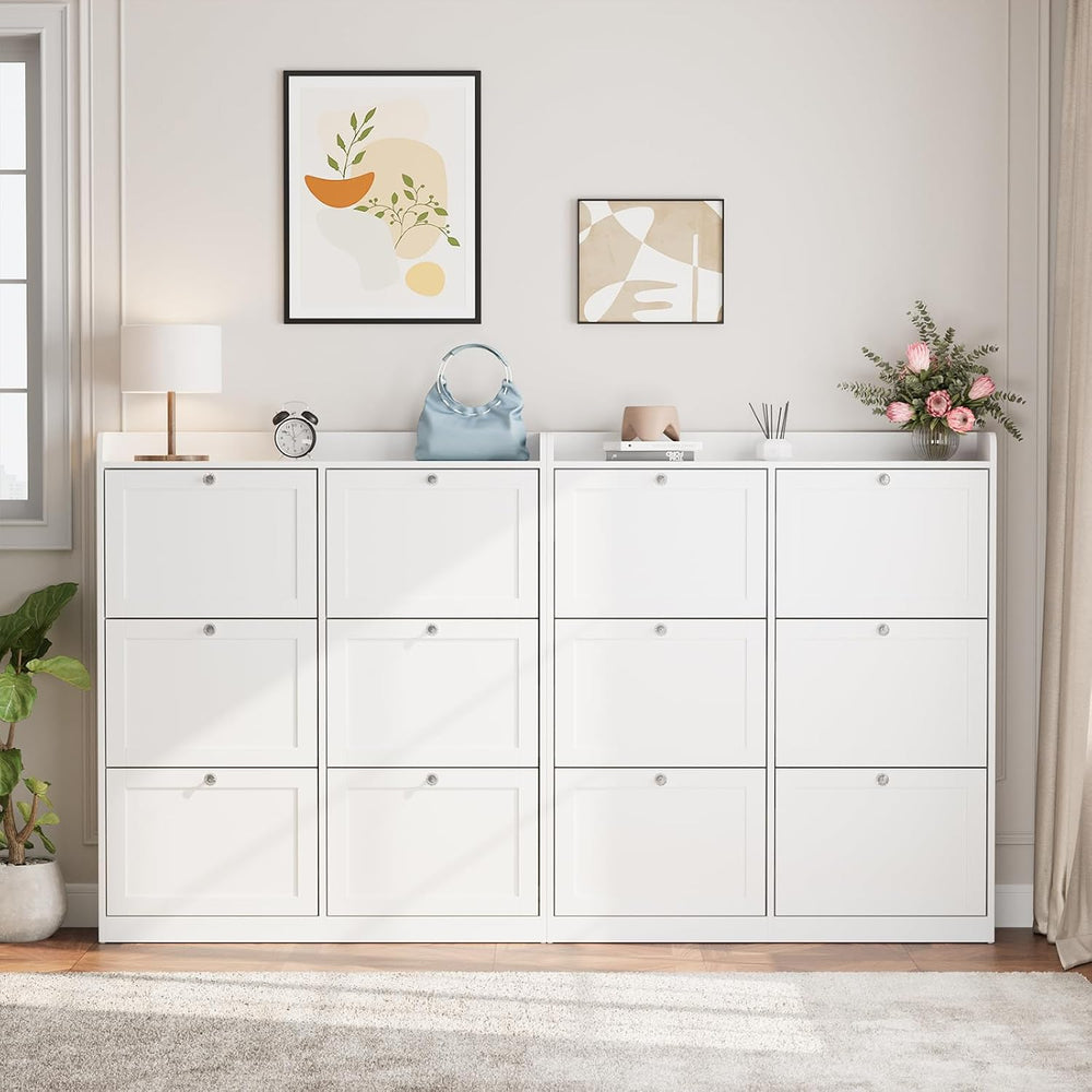 VOWNER Large Shoe Storage Cabinet with 6 Flip Drawers, Freestanding Shoe Orga...