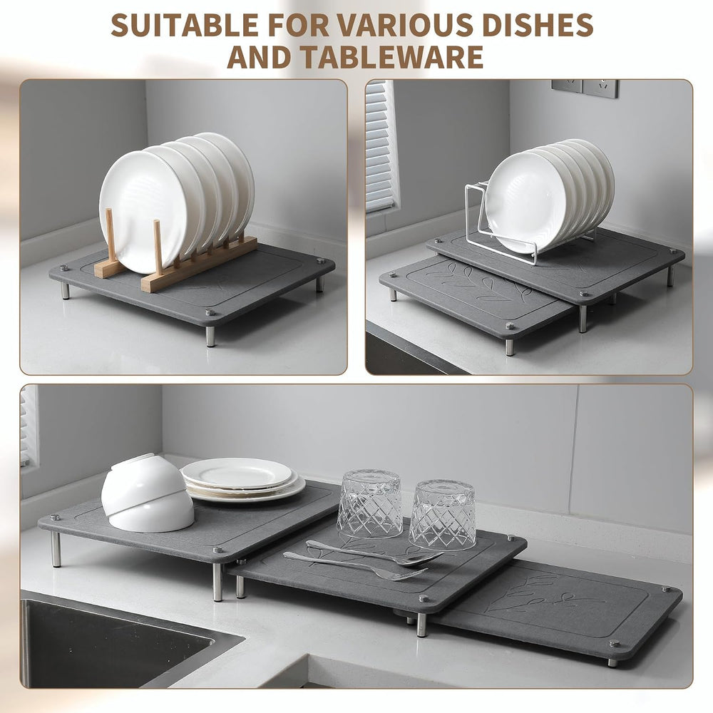 3-Piece Stone Dish Drying Mat for Kitchen Counter
