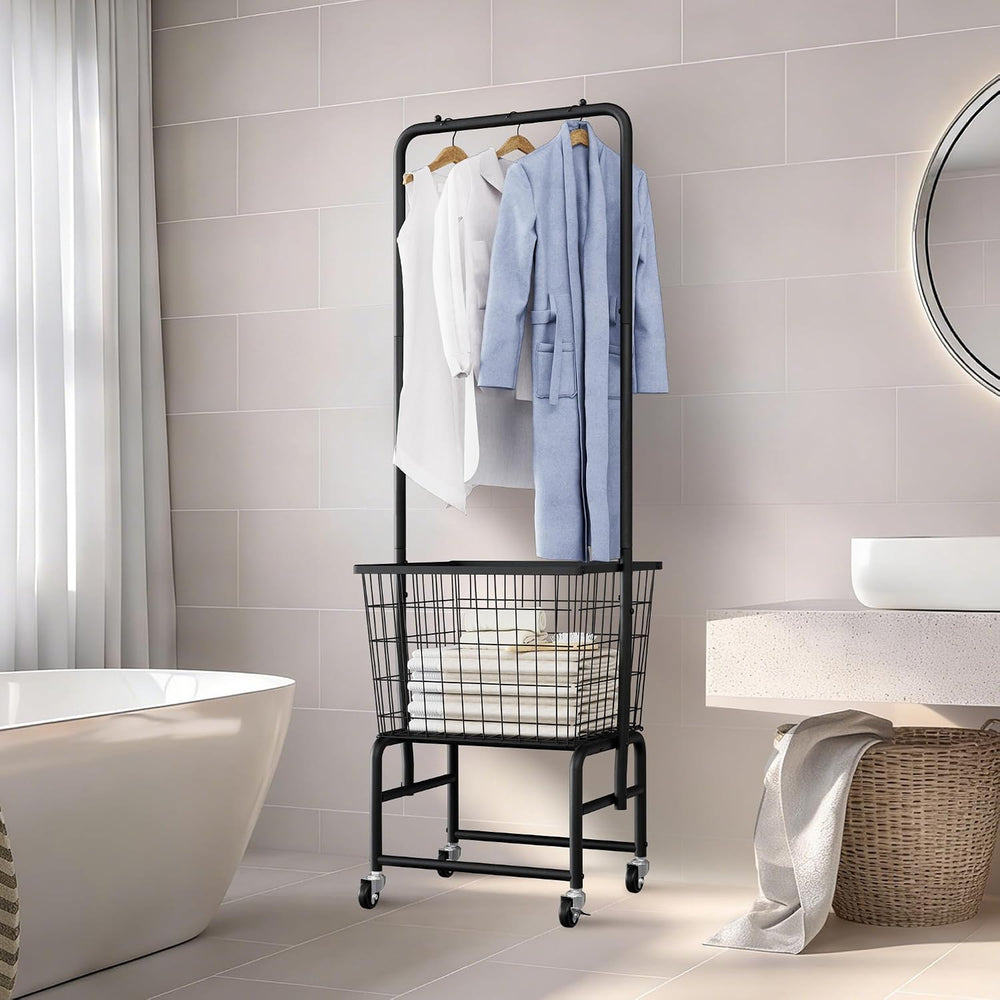 Rolling Laundry Cart with Wheels, Extra Large Laundry Hamper Basket Organizer...