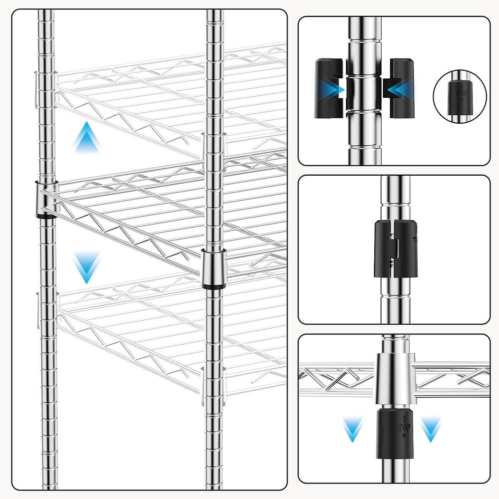 M MZG 1250 lbs 5 Tier Shelf Metal Storage Shelves Wire Rack Closet Organizers...