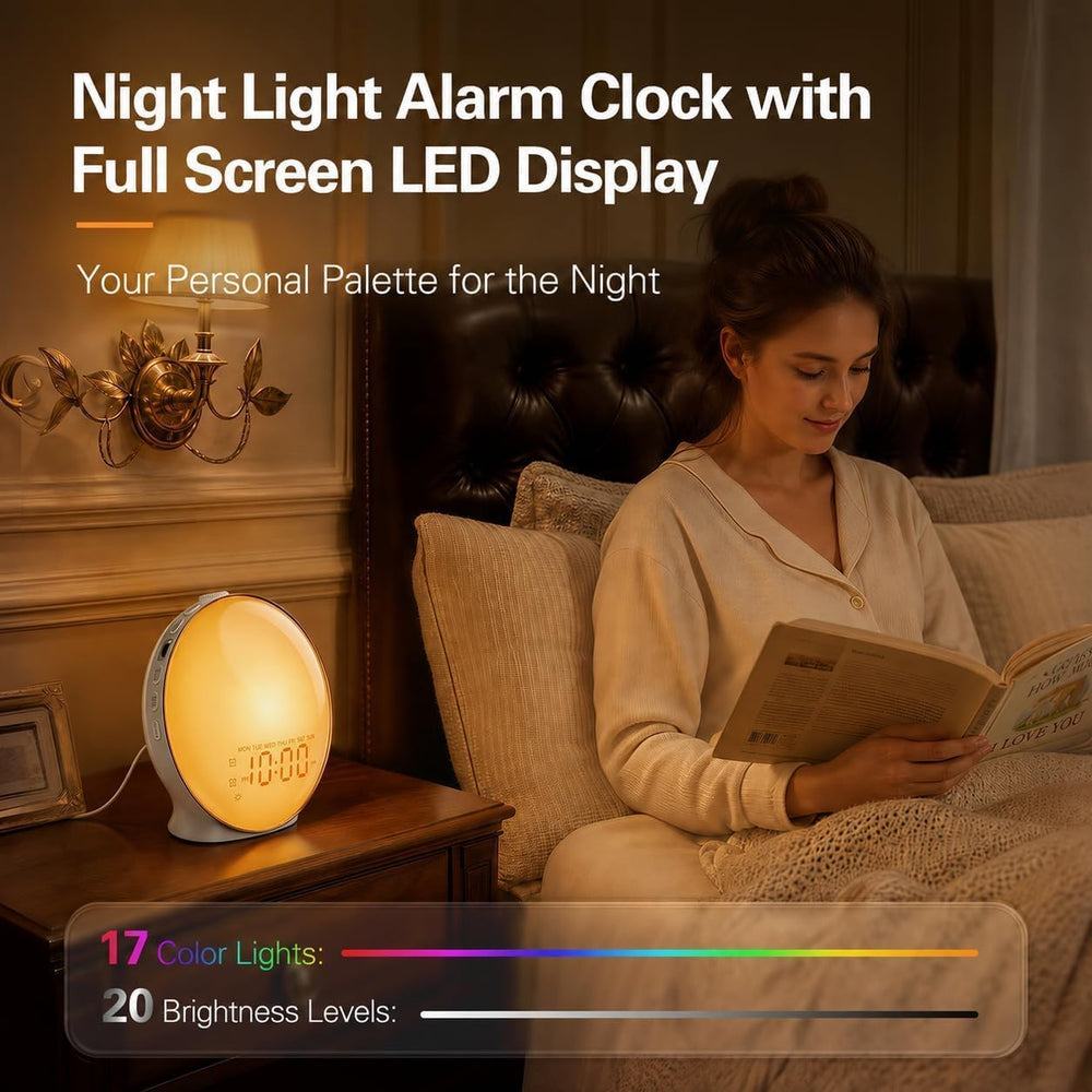 JALL Sunrise Alarm Clock for Bedrooms, Full-Screen Wake Up Light for Heavy Sl...