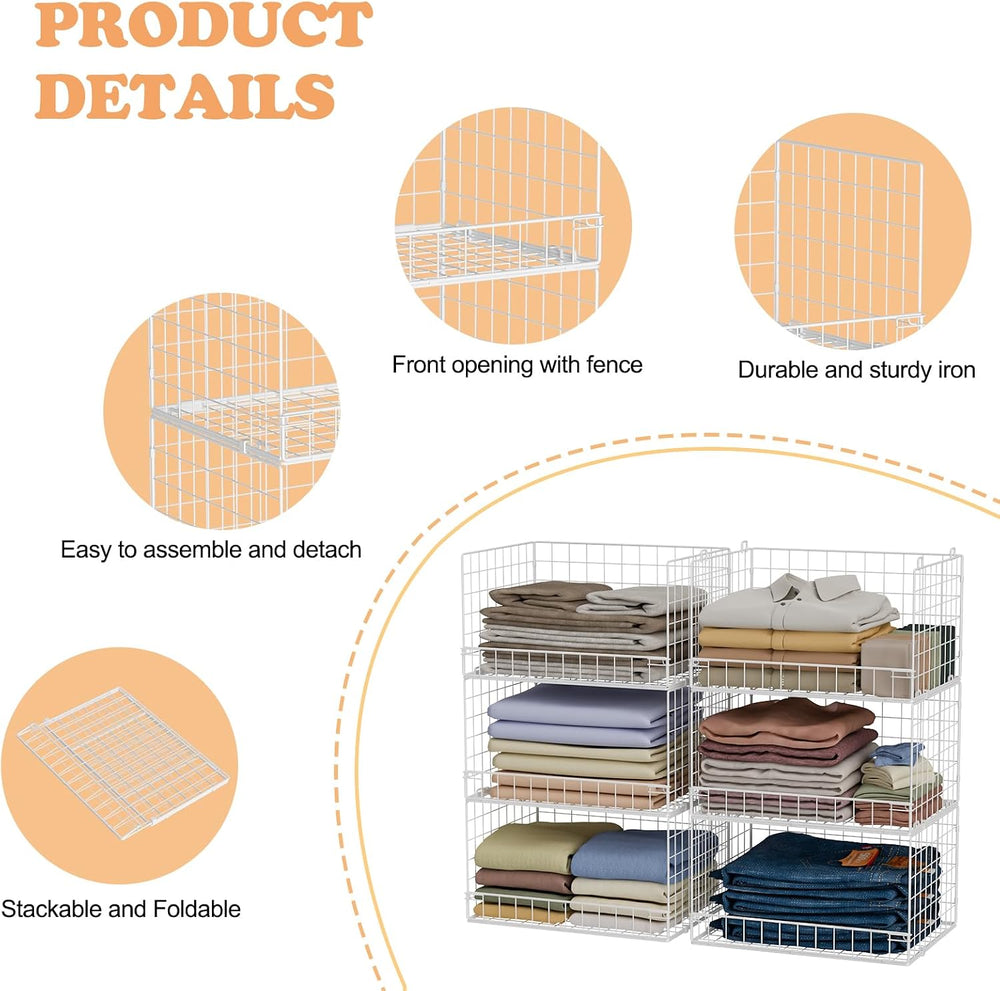 Yociyoga 6-Tier Stackable Closet Organizers and Storage Shelves, Closet Shelf...