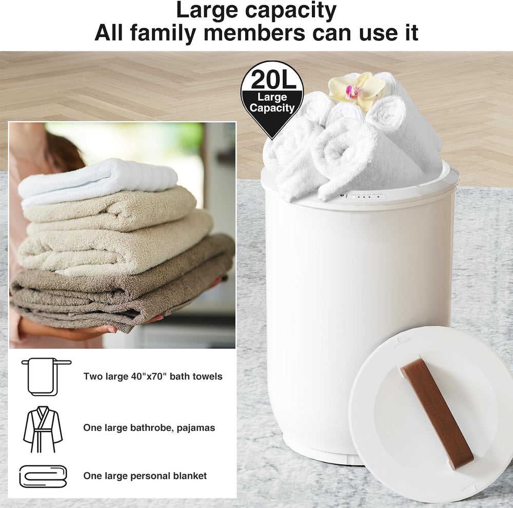 SAMEAT Heated Towel Warmers for Bathroom - Large Towel Warmer Bucket, Wood Ha...