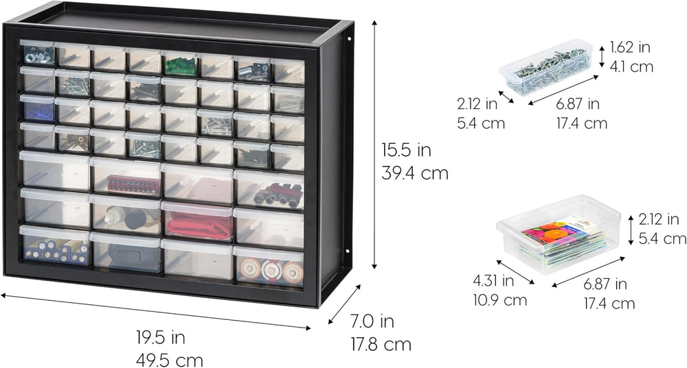 IRIS USA 44-Drawer Small Parts Storage Cabinet, Crafts, Made in USA, Black