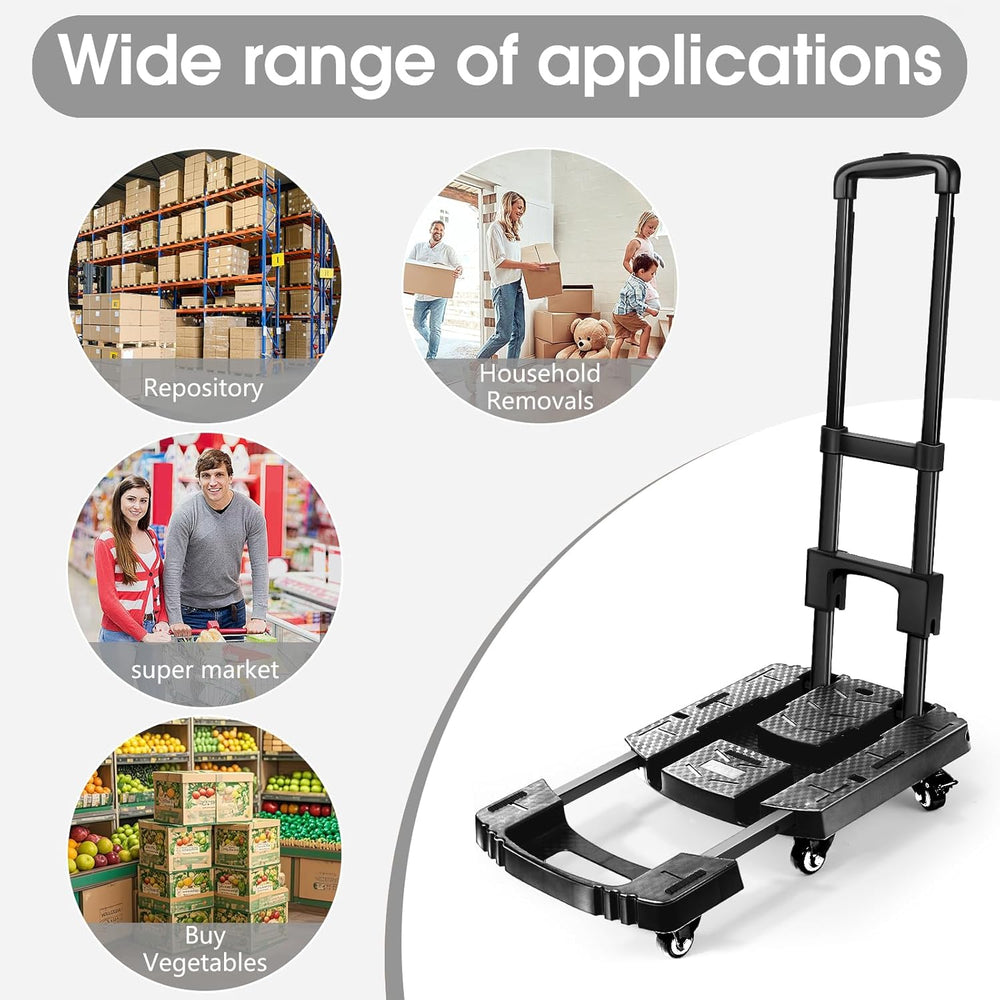 Voipvvii Folding Hand Truck 500lbs, Portable Heavy Duty Dolly Cart, 6 Wheels ...
