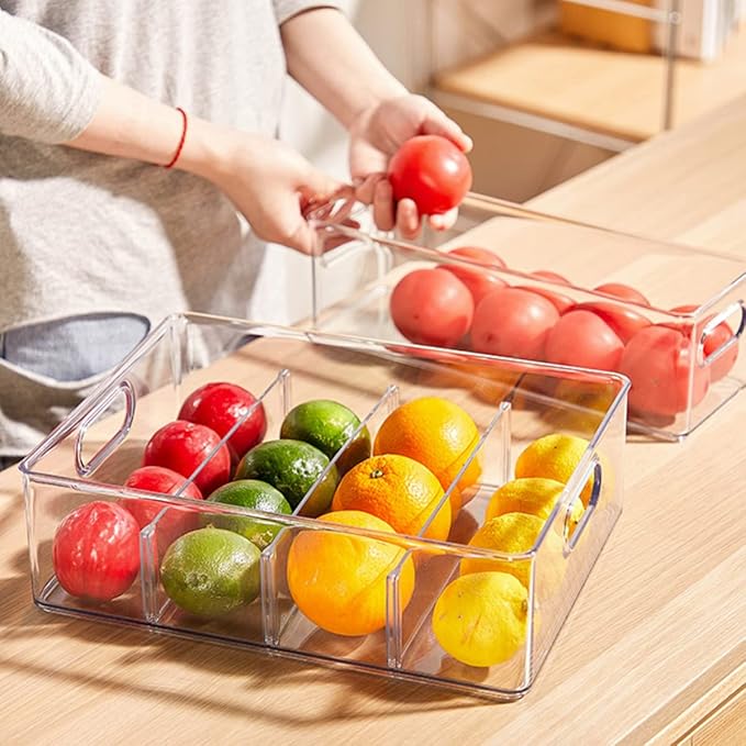 MineSign 4 pack Stackable Refrigerator Organizer Bins Pull-Out Drawers