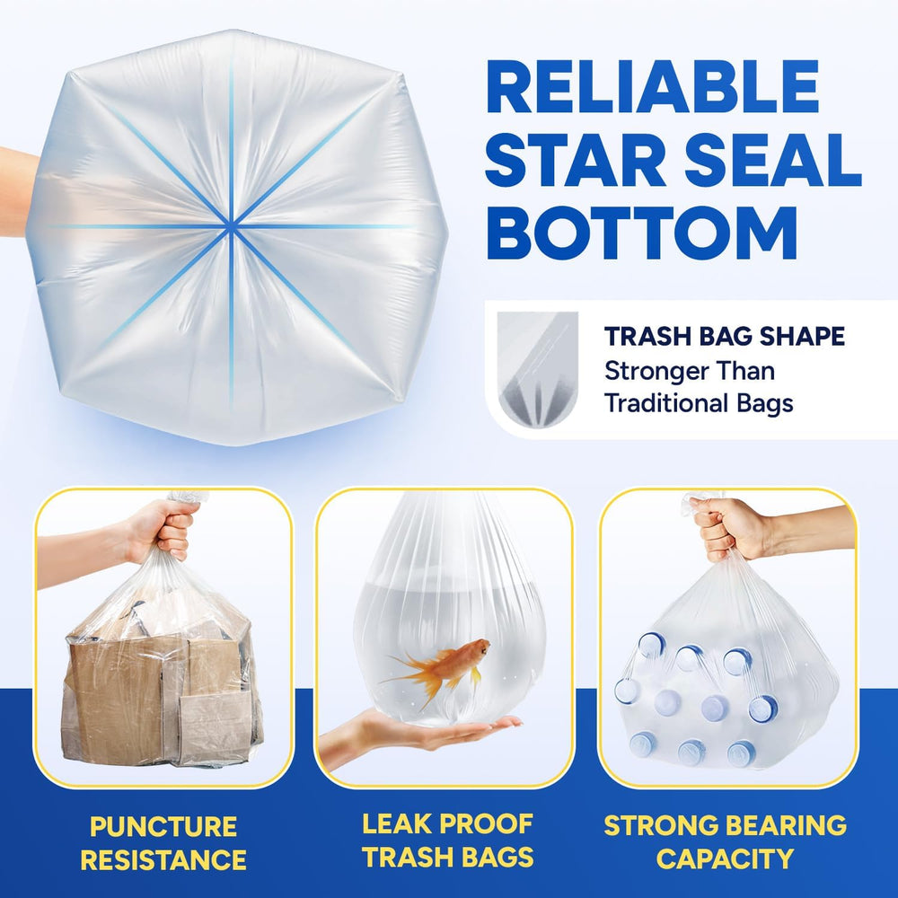 PLASTIC PRINCE 7-10 Gallon Trash Bags, Small Office Trash Bags, 8 Mic Waste B...