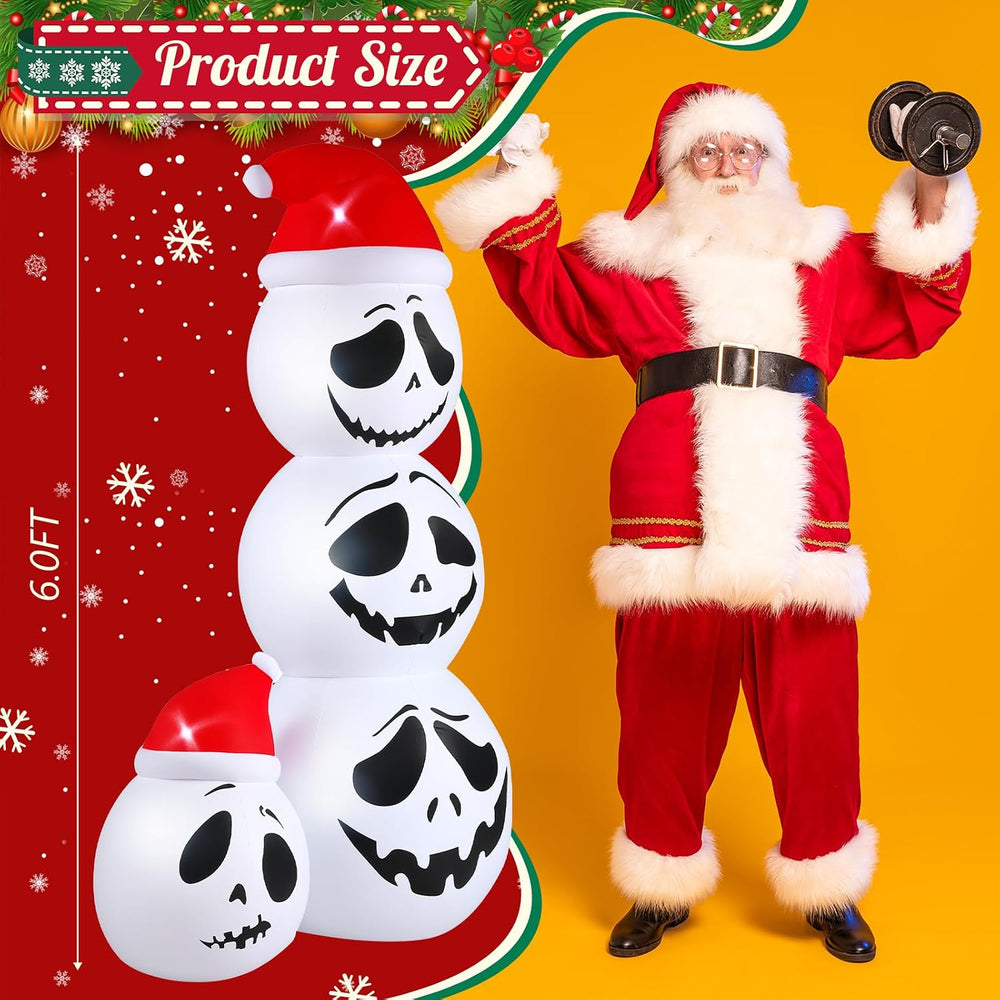 Leyndo 6ft Christmas Inflatable, Skeleton Inflatable with Santa Hat Christmas...