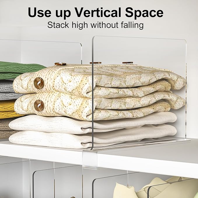 Shelf Dividers Purse Organizer for Closet: 12-Pack Acrylic Bag Storage