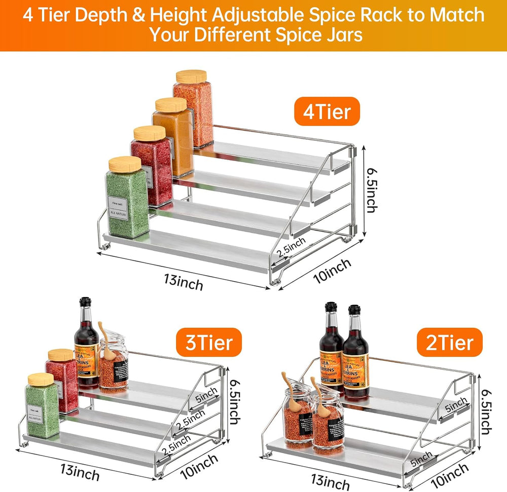 RCHYFEED 4 Tier Spice Rack Organizer,Adjustable Spice Rack,Chrome,1 Pack