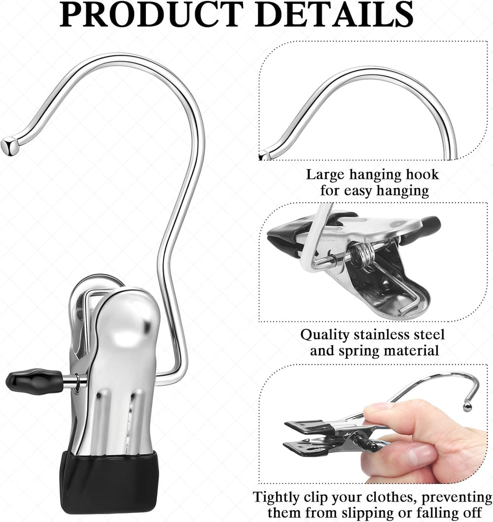 Yinder 150 Pcs Boot Hanger Clips Laundry Hooks Stainless Steel Hooks,Black
