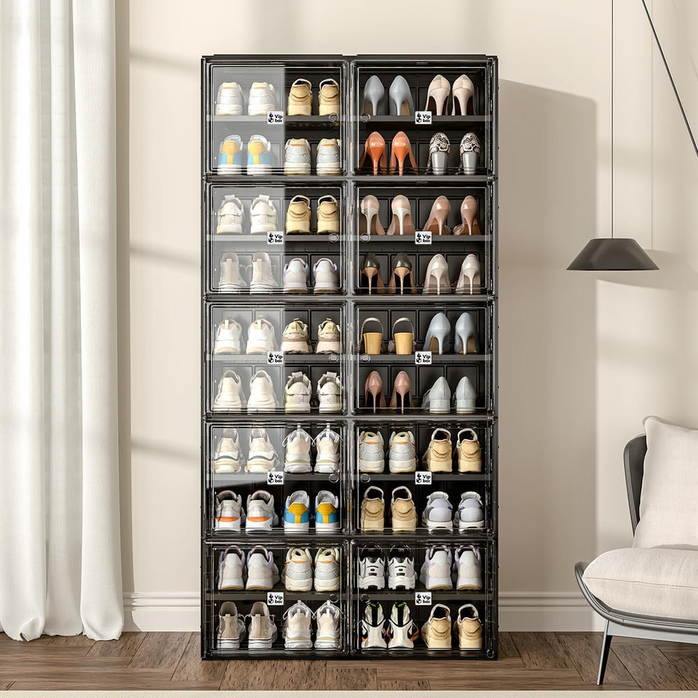 Vipbox Shoe Rack Organizer Cabinet for Closet Entryway,Clear Shoe Storage Box...